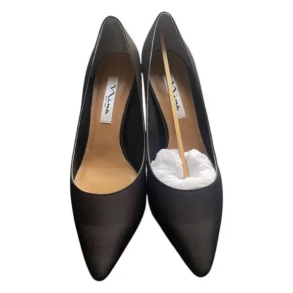 Nina Nina60 Kitten Heel Black Peau Pumps Womens Size 8.5 NWB - Picture 6 of 8